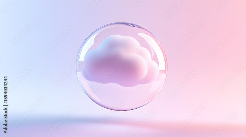 Aufkleber floating soft cloud icon in a bubble digital art serene environment abstract viewpoint modern concep