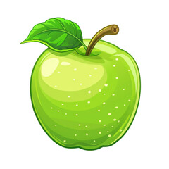 Green Apple Fruit Cartoon Vector Icon Isolated on Transparent Background