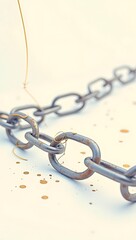Fototapeta premium Illustration of a broken chain being mended by golden thread, symbolizing recovery, healing, and mental health awareness. Gentle colors and copy space make it ideal for wellness campaigns. 