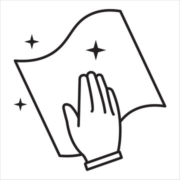 hand wiping clean surface, black outline clip art preview