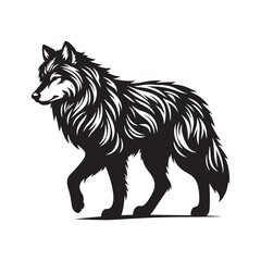 Grey wolf Silhouette - Minimalist Grey wolf Vector -  Grey wolf minimalist design - Greywolf Illustration.