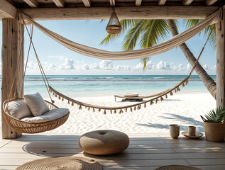 Obraz premium Beautiful beach in summer time, travel, holidays