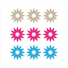  flower compositions.Set of flowers. Abstract origami flowers icons background.