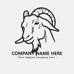 Head of goat illustration black and white for logo company vector image
