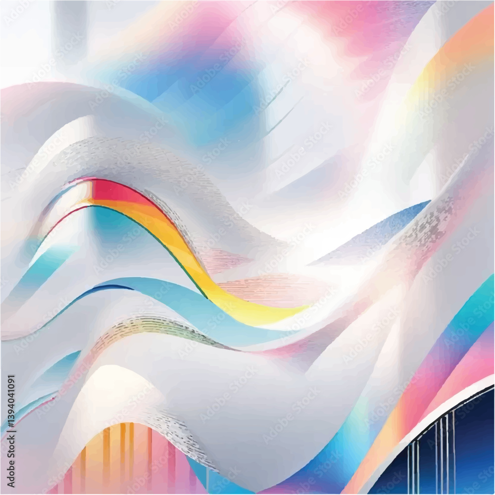 Poster colorful vector design with rainbow wave lines creates an abstract art pattern backdrop