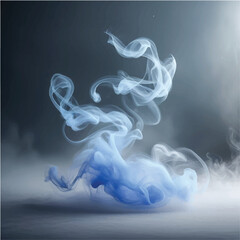 Fototapeta premium Blue smoke swirling on a dark background creating an abstract, smooth, and flowing pattern