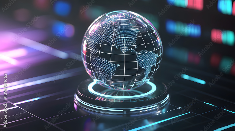 Poster global connection in an ultra-clean ui illustration digital world modern design futuristic environme