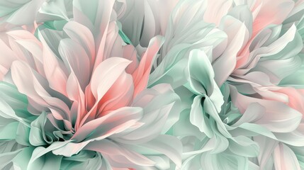 A soft, abstract floral design featuring pastel colors and flowing shapes.