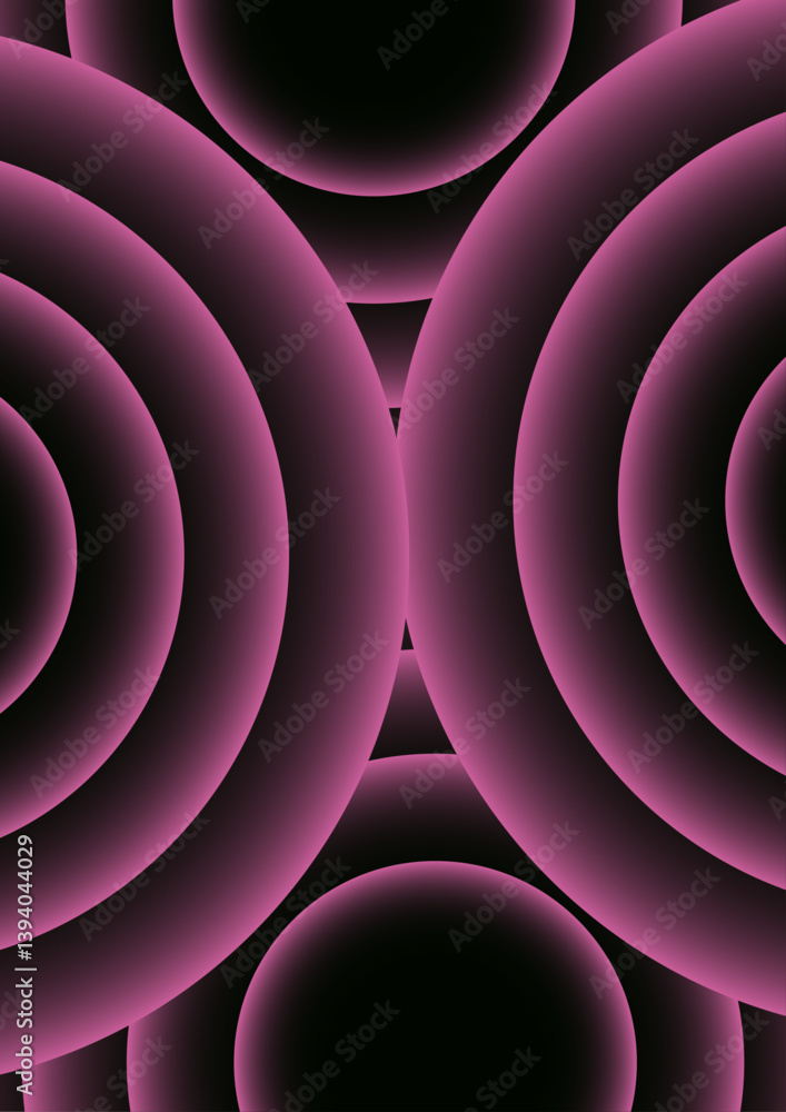 Poster Abstract background with concentric circles with a neon pink glow effect. Modern minimalist cover template with vibrant perspective geometric prism shapes. Suitable for high-tech or futuristic design