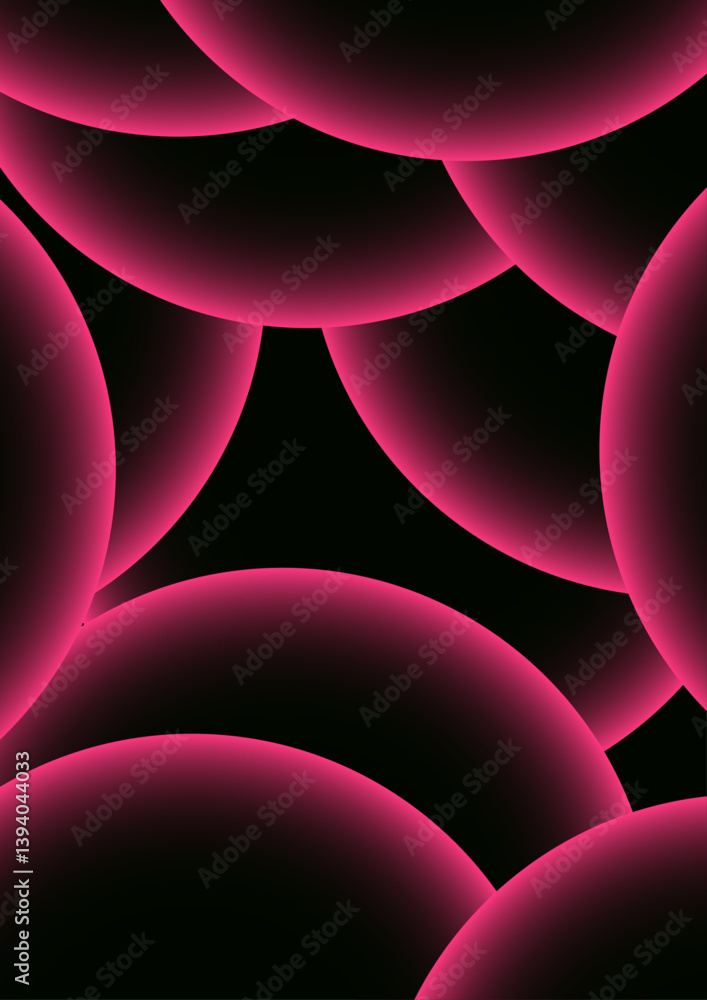 Poster Abstract background with concentric circles with a neon pink glow effect. Modern minimalist cover template with vibrant perspective geometric prism shapes. Suitable for high-tech or futuristic design