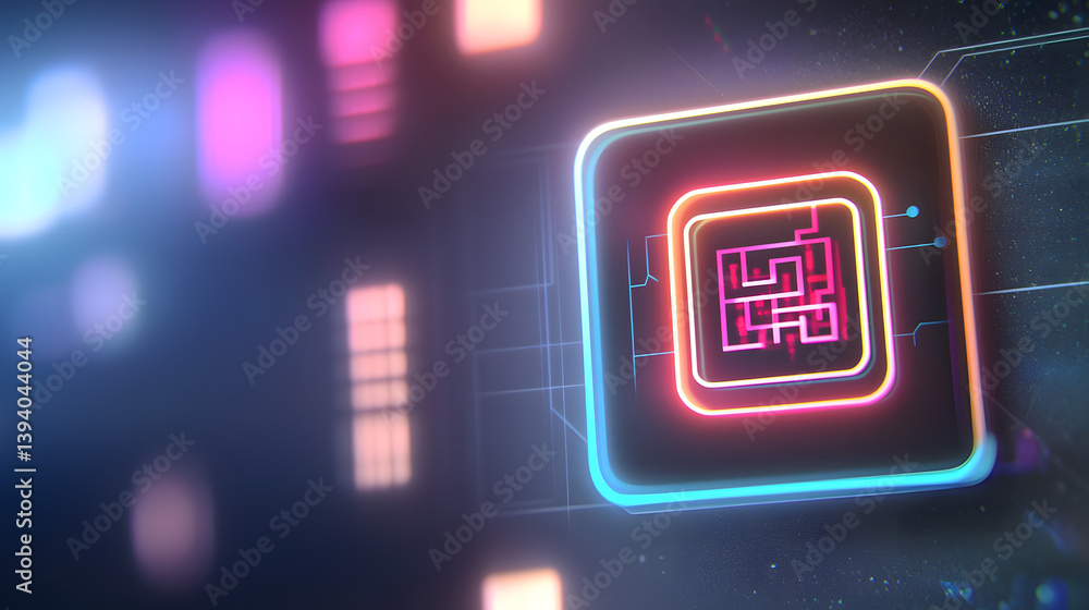 Poster neural ai chip illustration digital space graphic design futuristic environment close-up view advanc