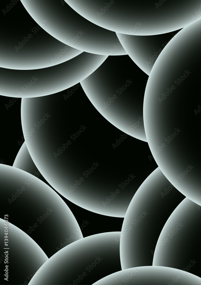Poster Abstract background with concentric circles with a neon white glow effect. Modern minimalist cover template with vibrant geometric prism shapes. Suitable for high-tech or futuristic design