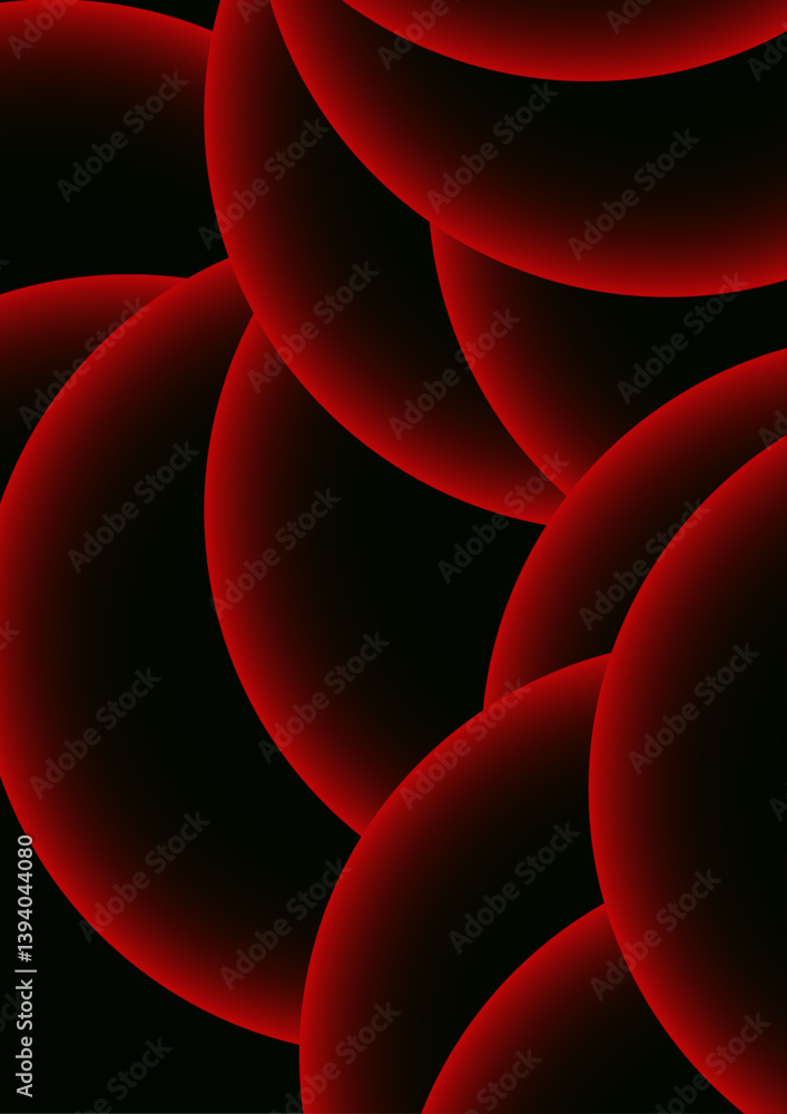Poster Abstract background with concentric circles with a neon red glow effect. Modern minimalist cover template with vibrant geometric prism shapes. Suitable for high-tech or futuristic design