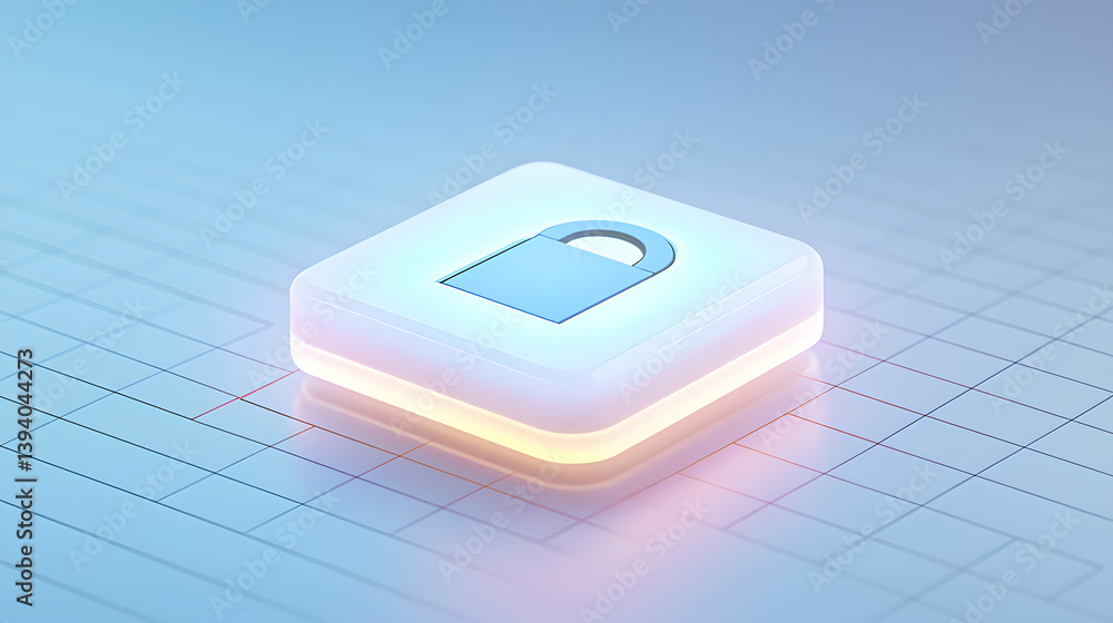 Poster secure digital illustration of an ultraclean ui lock icon technology graphic design minimalist envir
