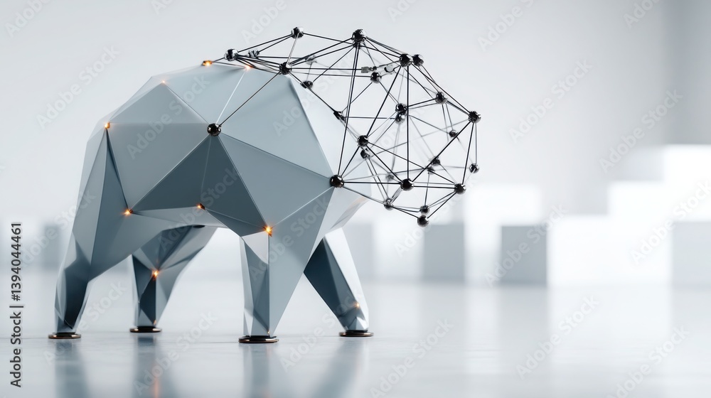 Aufkleber unique elephant sculpture featuring an abstract brain design with a network of connections on its ba