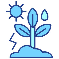 Photosynthesis Blue Outline icon