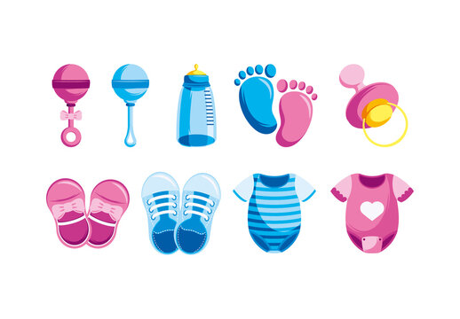 Pink And Blue Baby Shower Element Set