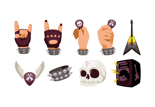 Brown And Yellow Rock Festival Music Sticker Set