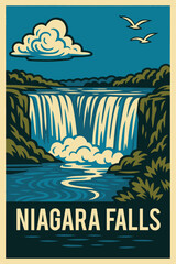 niagara falls state park vector illustration