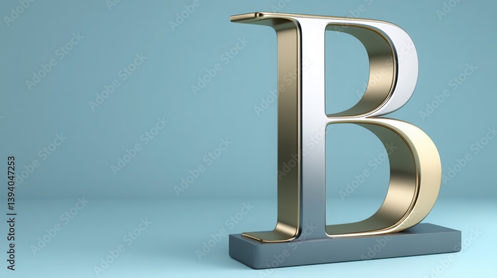 Poster gleaming gold letter b symbolizing bitcoin coin merging with a luminous glow representing wealth and