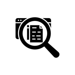 Keyword Research Icon - Search Magnifier Text Solid Fill