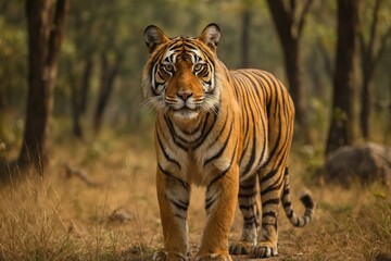 Majestic tiger in forest habitat.