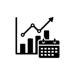 Market Trends Icon - Arrow Graph Calendar Solid Black