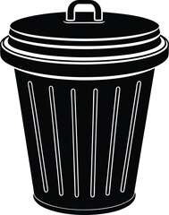 Trash can silhouette vector minimal garbage bin illustration