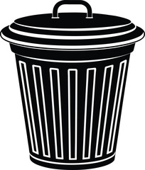 Trash can silhouette vector minimal garbage bin illustration