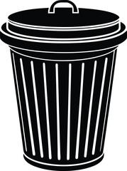 Trash can silhouette vector minimal garbage bin illustration