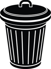 Trash can silhouette vector minimal garbage bin illustration