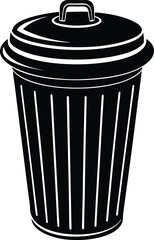 Trash can silhouette vector minimal garbage bin illustration