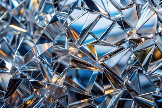 Crystalline geometric structure with reflective chrome texture