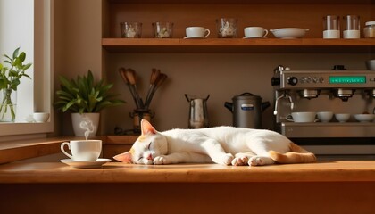 Cozy Morning Vibes with Coffee and Cat

