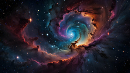 Cosmic Canvas A Stunning Galaxy of Colorful Gases and Celestial Beauty