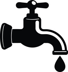 Water Tap Silhouette Vector Illustration EPS File