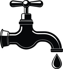 Water Tap Silhouette Vector Illustration EPS File