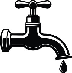 Water Tap Silhouette Vector Illustration EPS File