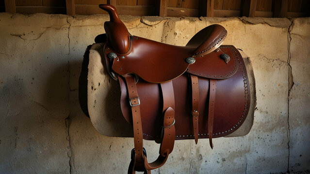 Elegant Leather Saddle in Rustic Charm