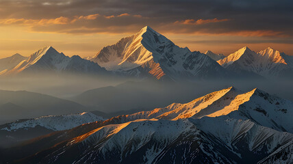 Majestic Mountain Range at Sunset