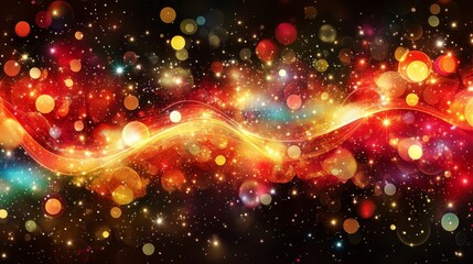 Obraz premium Abstract Golden Bokeh Lights Background with Sparkles and Glittering Effects for Festive Celebrations