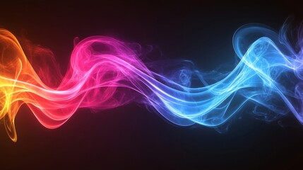Obraz premium Vibrant Abstract Wavy Lines with Dynamic Motion and Glowing Effects on Dark Background