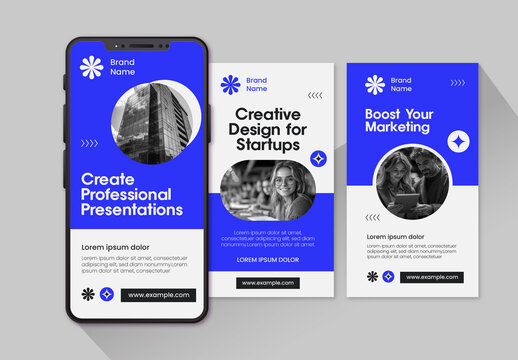 Blue And White Business Promotion Story Layout