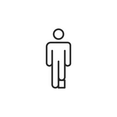 Person with disability icon. Simple line design representing injury recovery, mobility aid, and medical support. Vector illustration