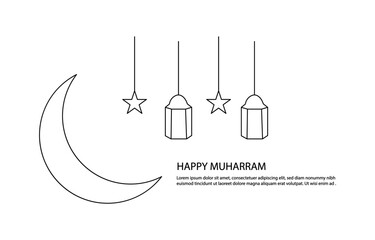 Islamic new year muharram concept continuous one line drawing