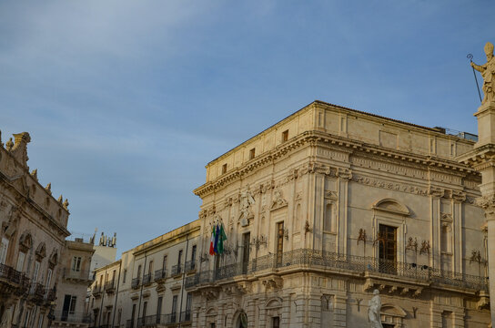 Characteristic Italian buildings in Syracuse, Sicily
