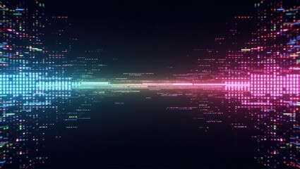 Futuristic digital blue matrix pattern light art