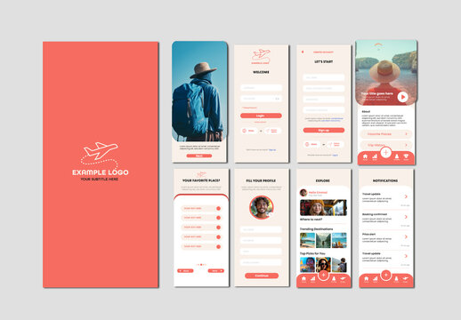 Orange And Beige Modern Travel Booking Mobile Layout