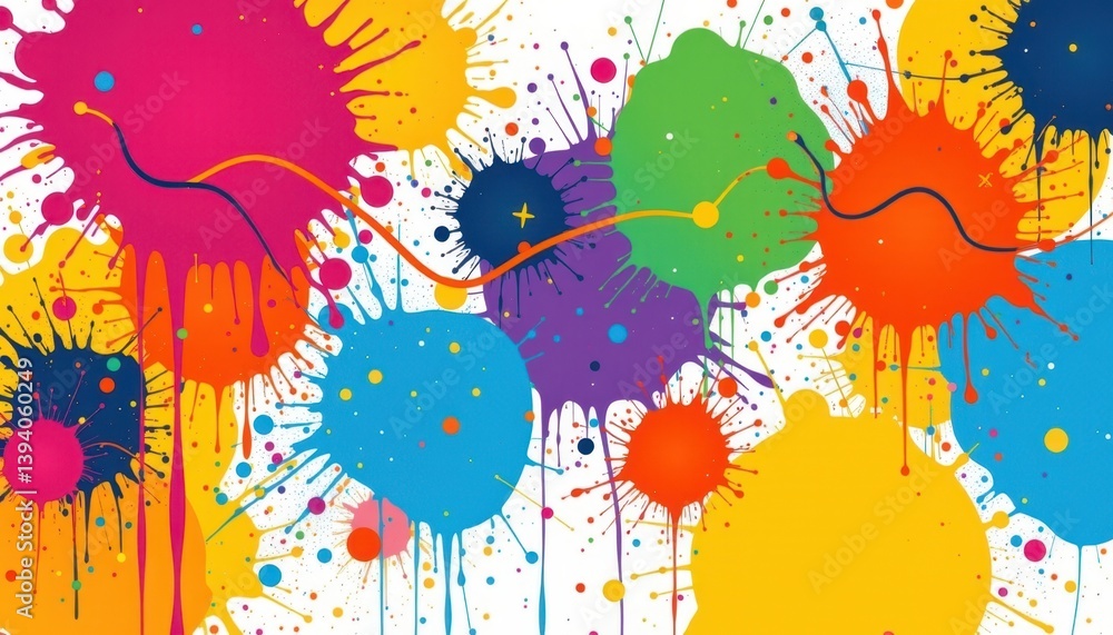 Aufkleber bright, abstract shapes with bold colors creating a dynamic paint splash effect.