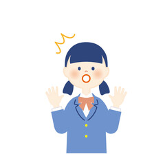 ブレザーの女子学生　ビックリ　上半身